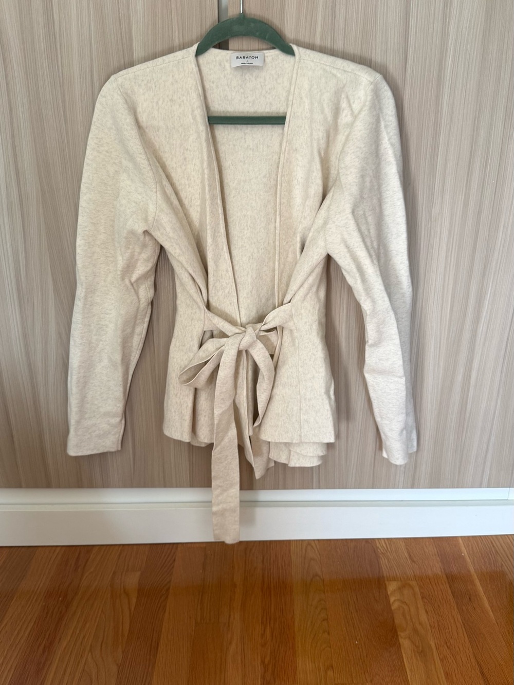 Aritzia Cream Tie-Front Wrap Cardigan